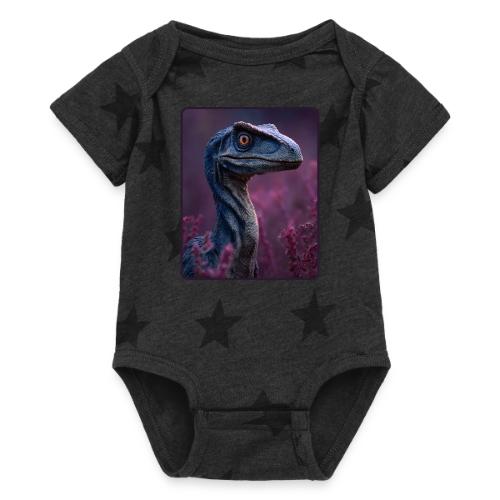 Blue Velociraptor Portrait Design - Baby 5 Star Print One Piece