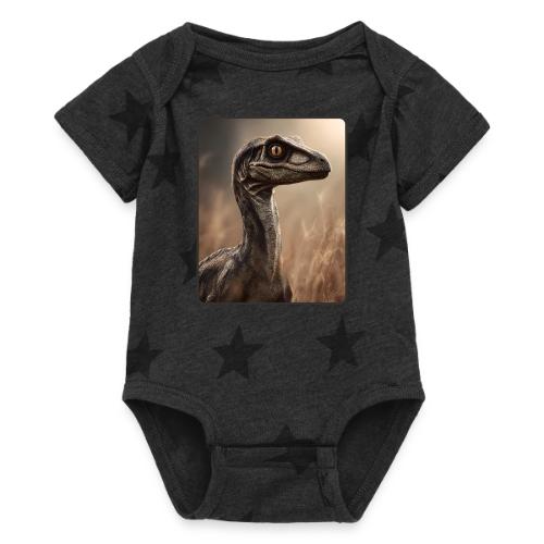 Velociraptor Feathered Portrait Design - Baby 5 Star Print One Piece