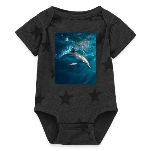 Dolphin Sunlit Ocean Serenity Design - Baby 5 Star Print One Piece