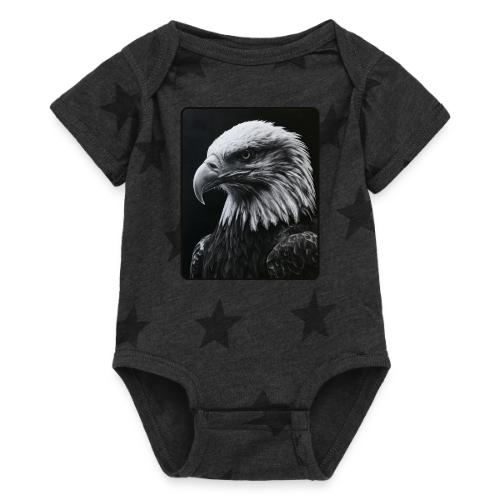 Black White Bald Eagle Design - Baby 5 Star Print One Piece