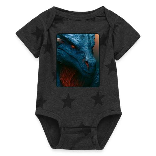 Turquoise Dragon Fire Eye Design - Baby 5 Star Print One Piece