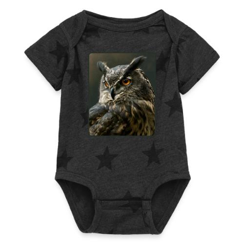 Eurasian Eagle Owl Portrait Design - Baby 5 Star Print One Piece