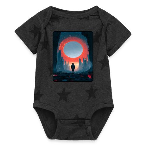 Cosmic Portal Future City Design - Baby 5 Star Print One Piece