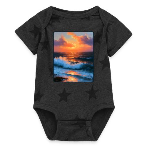 Sunset Storm Waves Oil Painting - Baby 5 Star Print One Piece