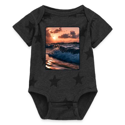 Golden Sunset Ocean Wave - Baby 5 Star Print One Piece