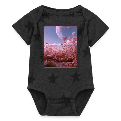 Cosmic Moon & Cosmos Flowers Art - Baby 5 Star Print One Piece