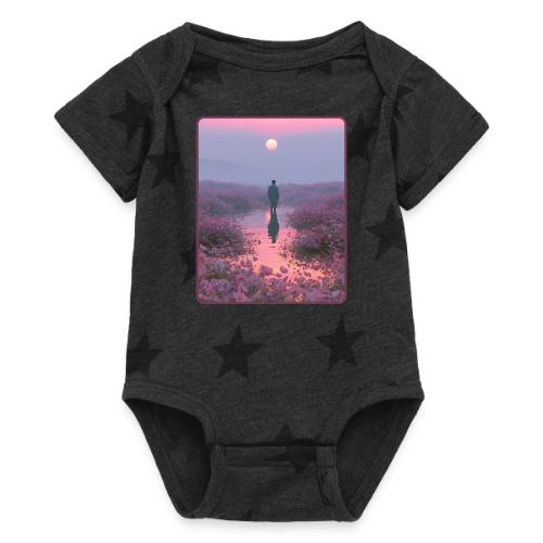 Ethereal Sunset Flower Field Art - Baby 5 Star Print One Piece