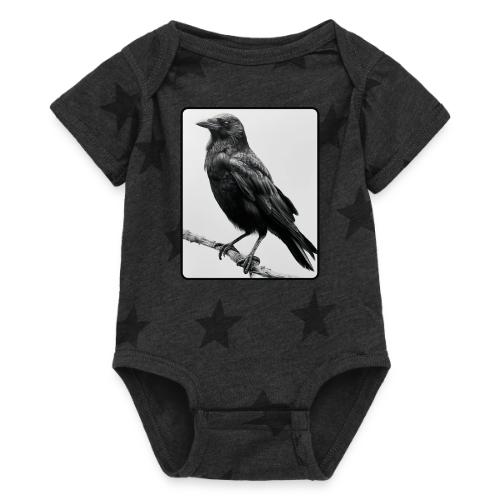 Raven Black and White Art Design - Baby 5 Star Print One Piece