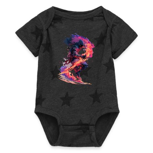 Flaming Ninja Warrior Fantasy Design - Baby 5 Star Print One Piece