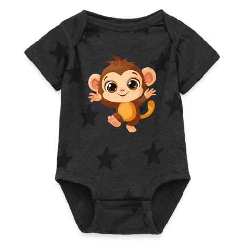 Dancing Baby Monkey Joyful - Baby 5 Star Print One Piece