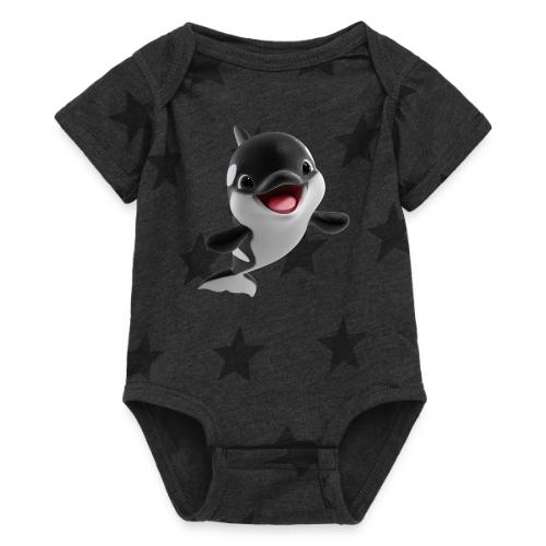 Smiling Cartoon Baby Orca - Baby 5 Star Print One Piece