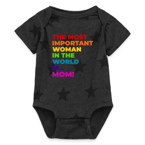 Mom: The Most Important Woman in the World - Baby 5 Star Print One Piece