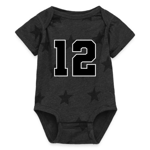 Varsity Number 12 Sports Design - Baby 5 Star Print One Piece