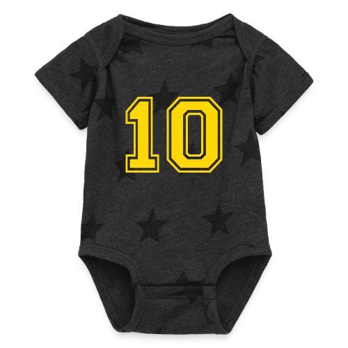 Number 10 in a classic athletic collegiate font - Baby 5 Star Print One Piece