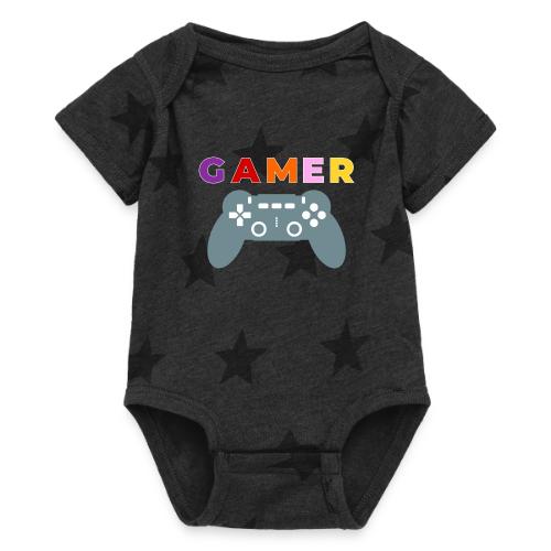 Colorful Gamer Controller Graphic - Baby 5 Star Print One Piece