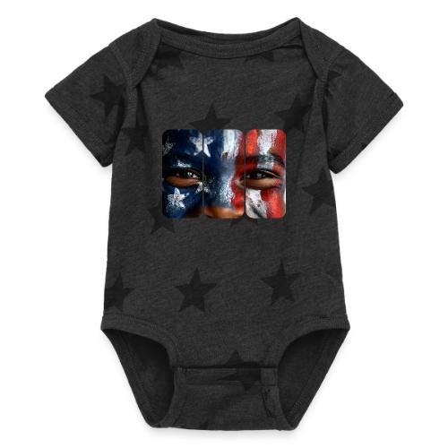 USA: Three Panels of Pride - Baby 5 Star Print One Piece