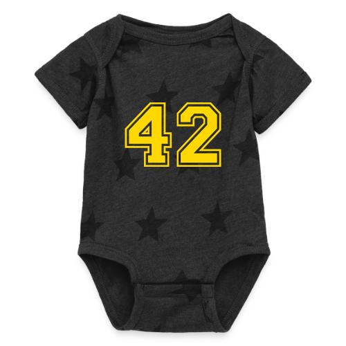 Number 42 in a classic athletic collegiate font - Baby 5 Star Print One Piece