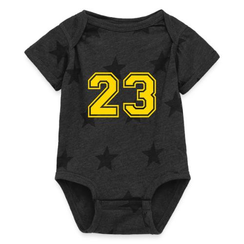 Number 23 in a classic athletic collegiate font - Baby 5 Star Print One Piece