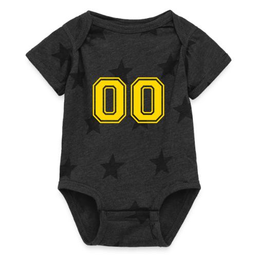 Number 00 in a classic athletic collegiate font - Baby 5 Star Print One Piece