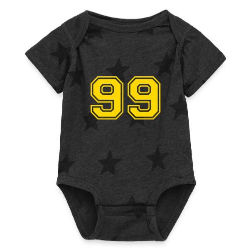 Number 99 in a classic athletic collegiate font - Baby 5 Star Print One Piece