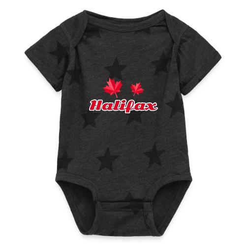 Halifax with two red maple leaves - Baby 5 Star Print One Piece