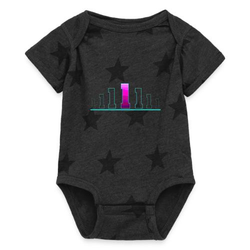 Number 1 in Magenta: Varsity Font - Baby 5 Star Print One Piece