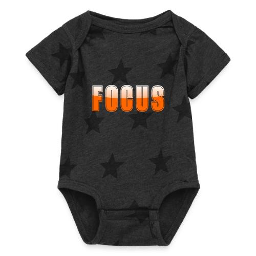FOCUS Vibrant Orange Motivational Word Design - Baby 5 Star Print One Piece