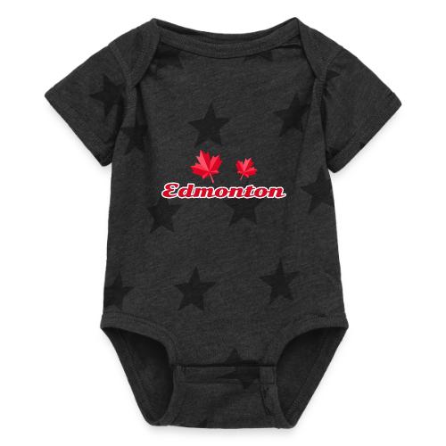 Edmonton with two red maple leaves - Baby 5 Star Print One Piece