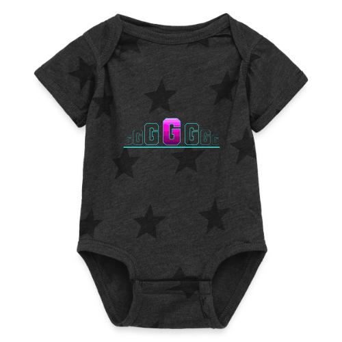 Letter G – Capital Varsity Alphabet Monogram - Baby 5 Star Print One Piece