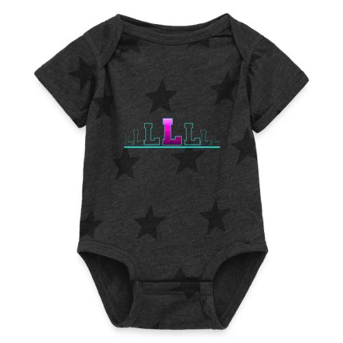 Letter L – Capital Varsity Alphabet Monogram - Baby 5 Star Print One Piece