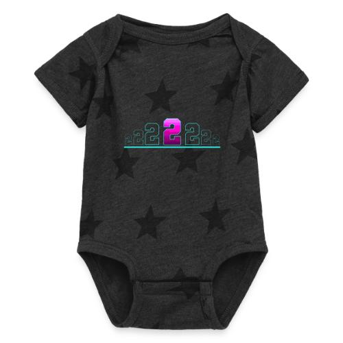 Number 2 in Magenta: Varsity Font - Baby 5 Star Print One Piece
