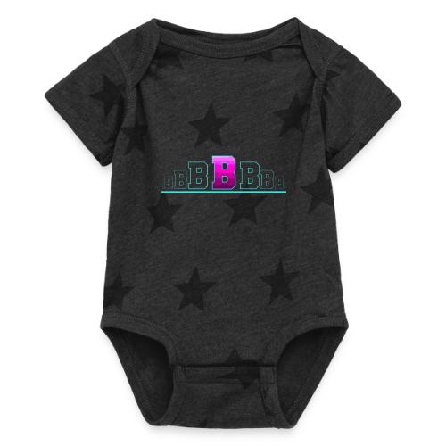 Letter B – Capital Varsity Alphabet Monogram - Baby 5 Star Print One Piece