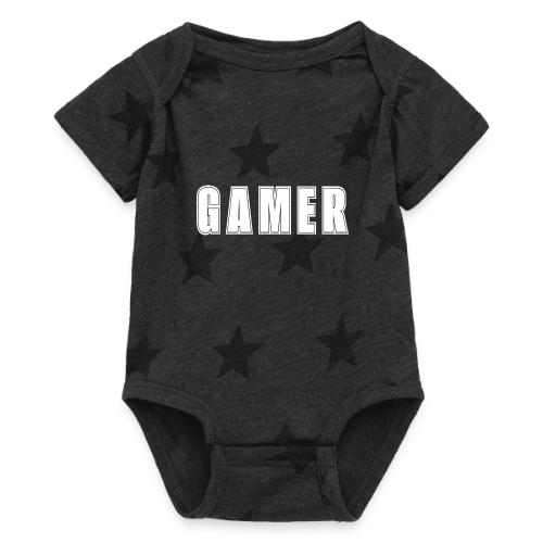 Gamer Collegiate White Text Design - Baby 5 Star Print One Piece