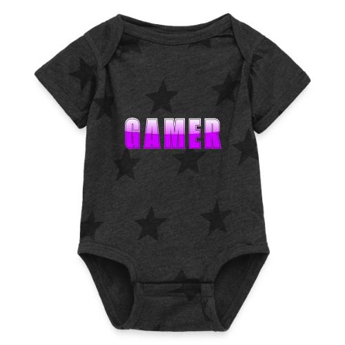 Gamer Purple Glossy Collegiate Design - Baby 5 Star Print One Piece