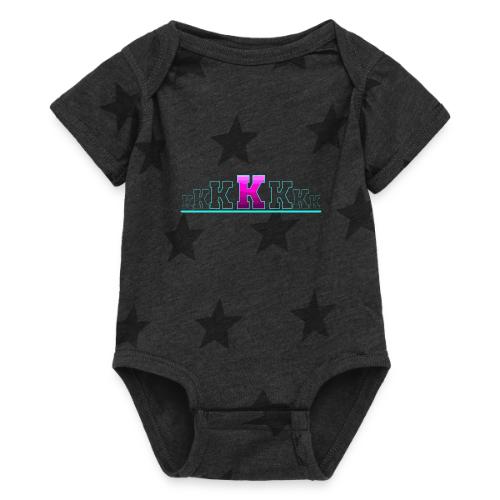 Letter K – Capital Varsity Alphabet Monogram - Baby 5 Star Print One Piece