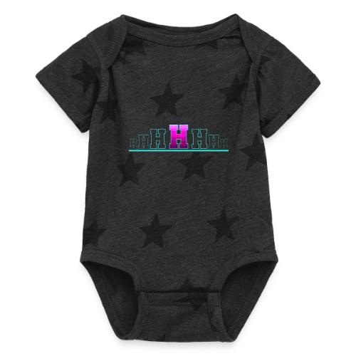 Letter H – Capital Varsity Alphabet Monogram - Baby 5 Star Print One Piece