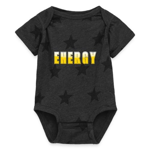 ENERGY Electric Yellow Power Word Design - Baby 5 Star Print One Piece