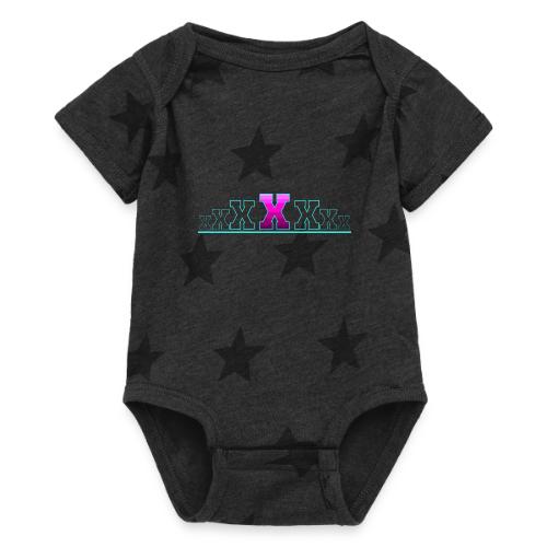 Letter X – Capital Varsity Alphabet Monogram - Baby 5 Star Print One Piece