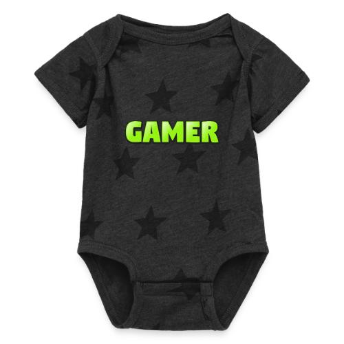 Gamer Neon Green Gaming Logo Design - Baby 5 Star Print One Piece