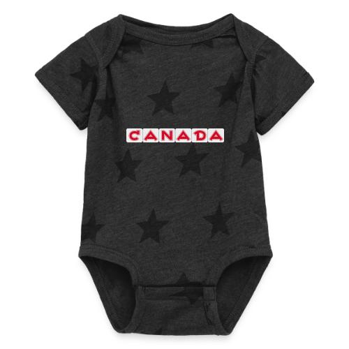 Canada, red letters on white background - Baby 5 Star Print One Piece