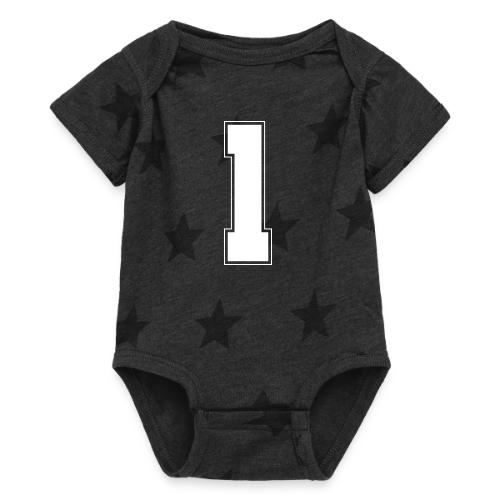 White Number 1 – Varsity Font - Baby 5 Star Print One Piece