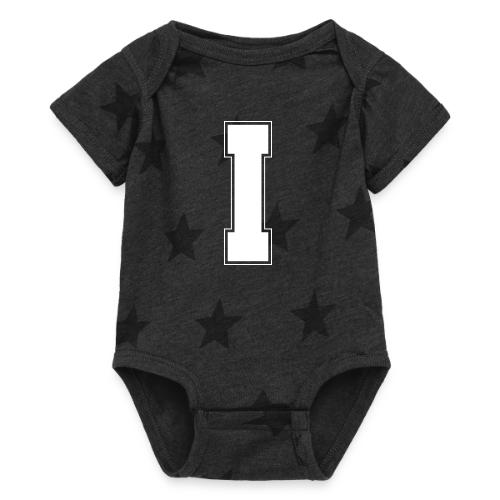 White Letter I – Varsity Alphabet Monogram - Baby 5 Star Print One Piece