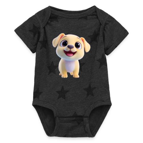 Playful 3D Baby Puppy Looking Up - Baby 5 Star Print One Piece