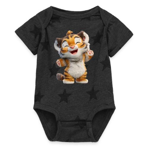 Energetic Baby Tiger Standing with Joy - Baby 5 Star Print One Piece