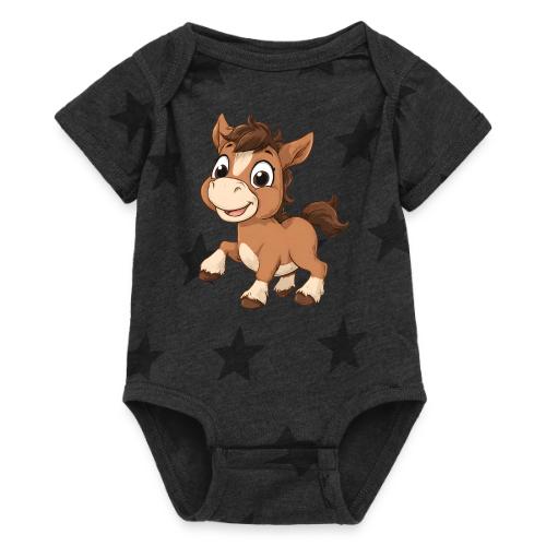 Playful Cartoon Baby Pony Full of Joy - Baby 5 Star Print One Piece