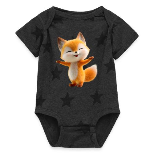 Cute 3D Cartoon Fox Standing Arms Up - Baby 5 Star Print One Piece