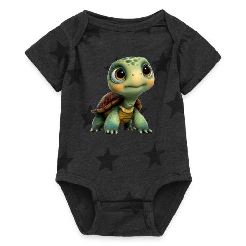 Adorable Cartoon Baby Turtle with Big Eyes - Baby 5 Star Print One Piece
