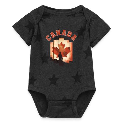 Proud Canadian Shadow - Baby 5 Star Print One Piece