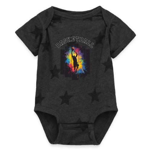 Basketball Slam Dunk Splash Design - Baby 5 Star Print One Piece
