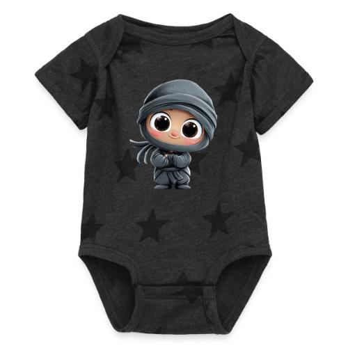 Cute Cartoon Baby Ninja Standing with Big Smile - Baby 5 Star Print One Piece
